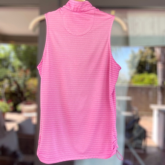 PGA TOUR APPAREL ~ Pink Sleeveless Tonal
Stripe Mock Collar Top ~ Size Small - Picture 8 of 9
